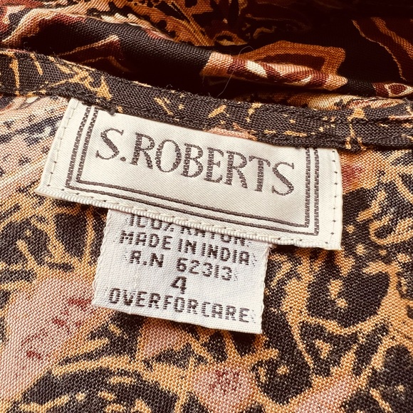 S.Roberts Vintage African Queen Brown Faux Wrap Dress - Picture 5 of 8